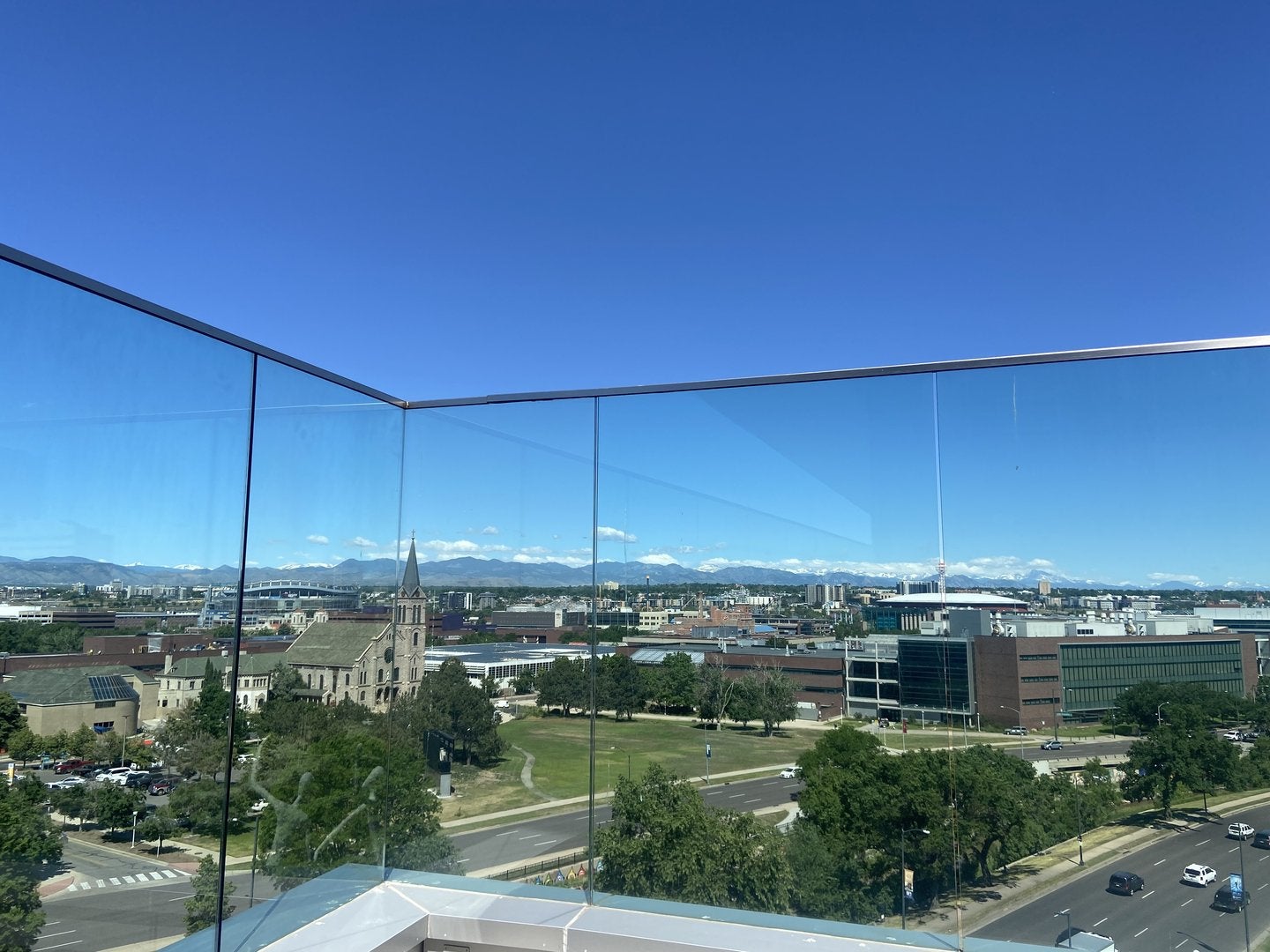 View of Denver from the Colorado Convention Center patio.